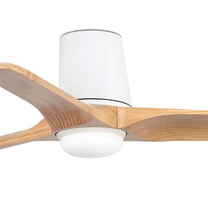 FARO 33836WT-1TW - regulējams LED griestu ventilators HEYWOOD TUB ar LED/10W/230V 2700/3000/4000K priede/balta Ø 90 cm Wi‑Fi Tuya + tālvadības pults
