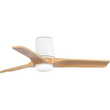 FARO 33836WT-1TW - regulējams LED griestu ventilators HEYWOOD TUB ar LED/10W/230V 2700/3000/4000K priede/balta Ø 90 cm Wi‑Fi Tuya + tālvadības pults