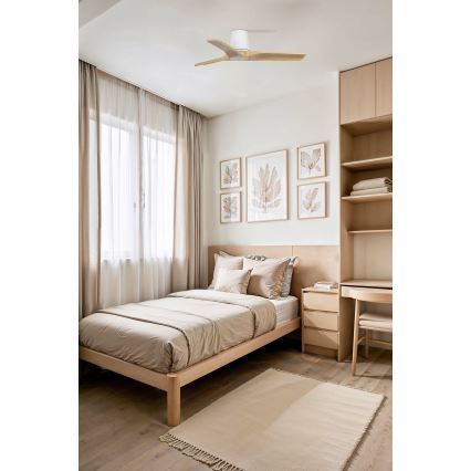 FARO 33836WT - Griestu ventilators HEYWOOD TUB S priede/balta d. 90 cm Wi-Fi Tuya + tālvadības pults