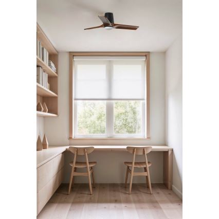 FARO 33837-1TW - LED dimmējams griestu ventilators HEYWOOD TUB ar LED/10W/230V 2700/3000/4000K priede/melns Ø 90 cm + tālvadības pults