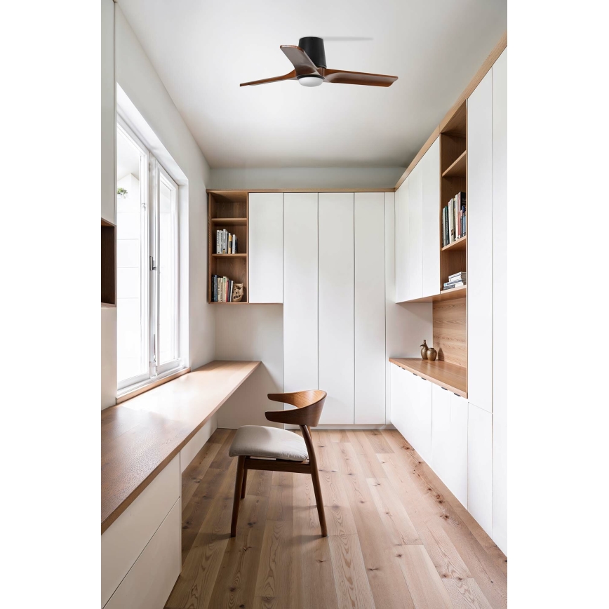 FARO 33837WT - Griestu ventilators HEYWOOD TUB S priede/melna d. 90 cm Wi-Fi Tuya + tālvadības pults