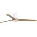 FARO 338381S - LED aptumšojams griestu ventilators HEYWOOD TUB L LED/10W/230V 2700/3000/4000K Ø 132 cm koka/balts + ar tālvadības pulti