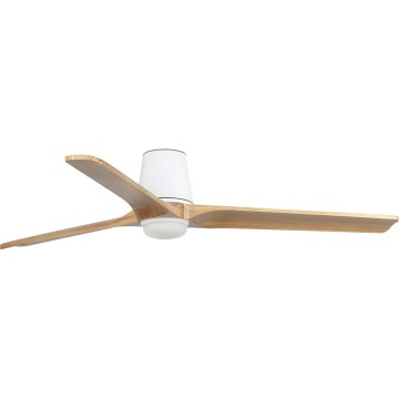FARO 338381S - LED aptumšojams griestu ventilators HEYWOOD TUB L LED/10W/230V 2700/3000/4000K Ø 132 cm koka/balts + ar tālvadības pulti