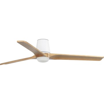 FARO 33838WT-1TW - LED Aptumšojams griestu ventilators HEYWOOD TUB L LED/10W/230V 2700/4000/6000K priede/balta d. 132 cm Wi-Fi Tuya + tālvadības pults