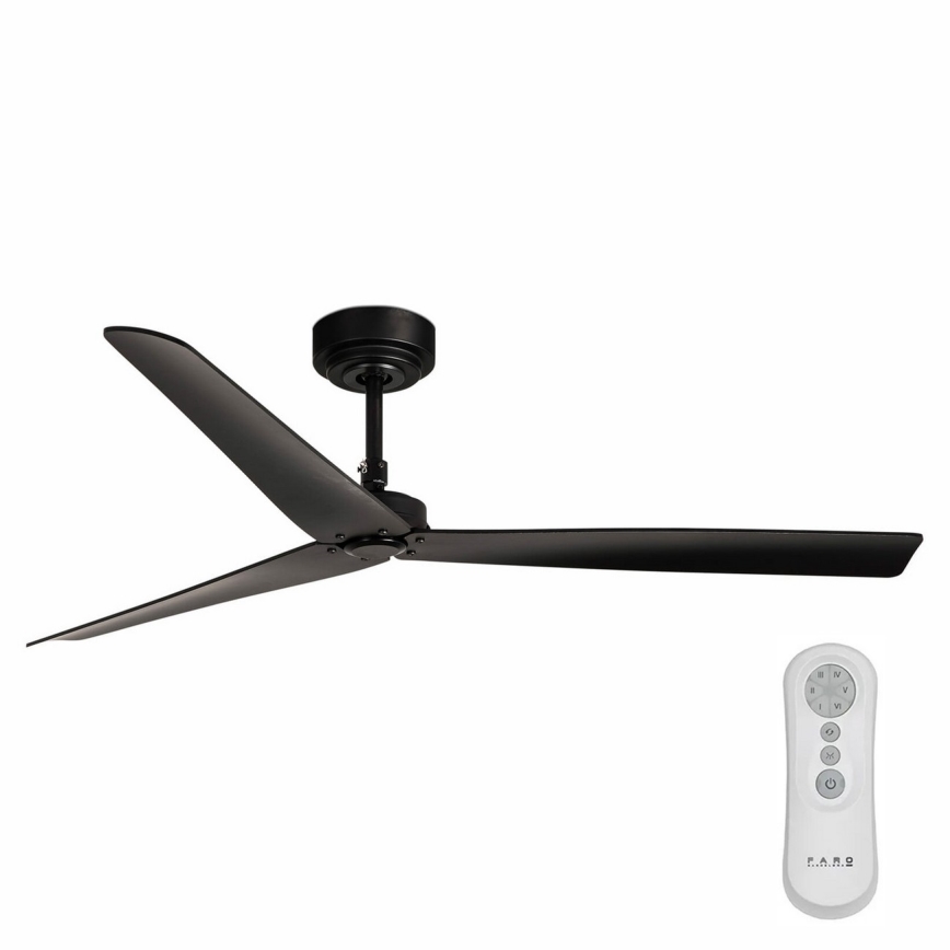 FARO 34100 - Griestu ventilators MILOS melna + tālvadības pults