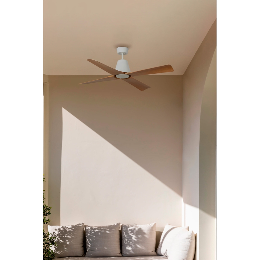 FARO 34105 - Griestu ventilators TYPHOON M brūna/balta d. 130 cm IP44 + tālvadības pults