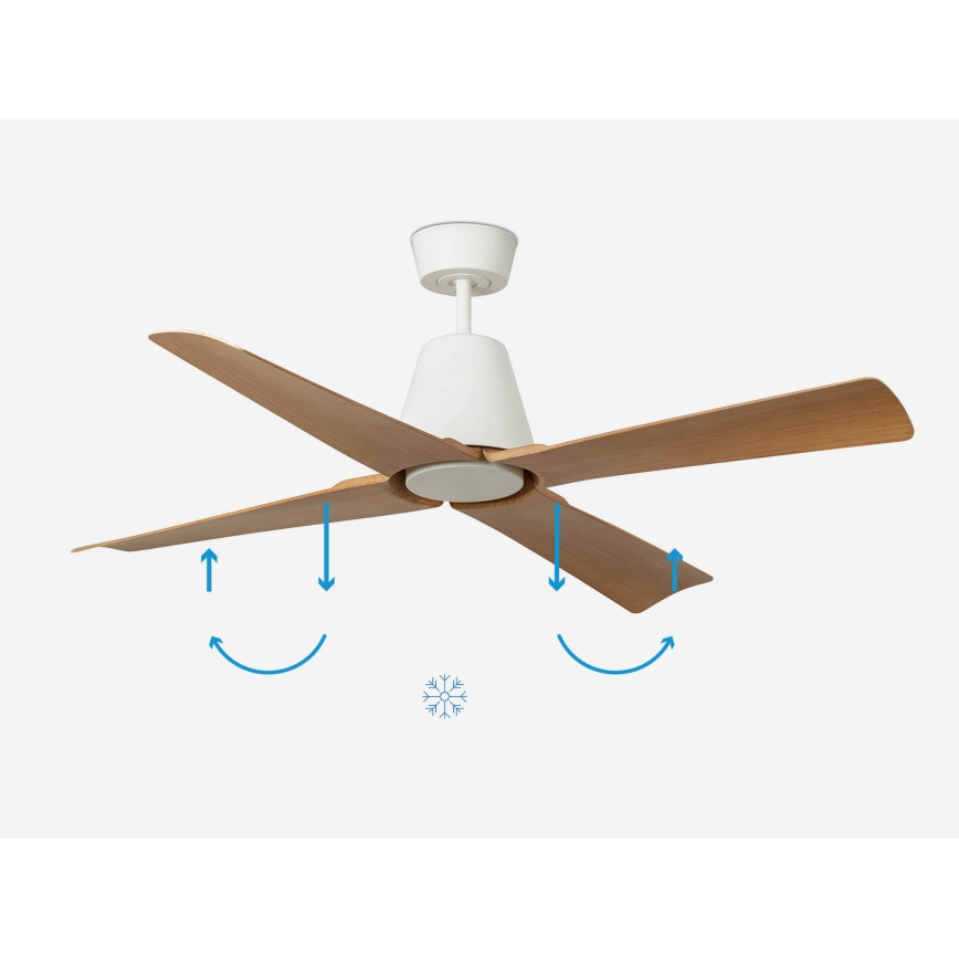 FARO 34105 - Griestu ventilators TYPHOON M brūna/balta d. 130 cm IP44 + tālvadības pults