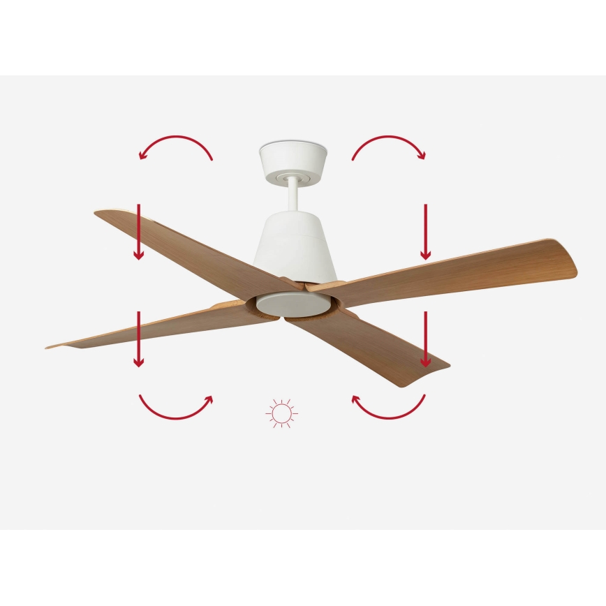 FARO 34105 - Griestu ventilators TYPHOON M brūna/balta d. 130 cm IP44 + tālvadības pults