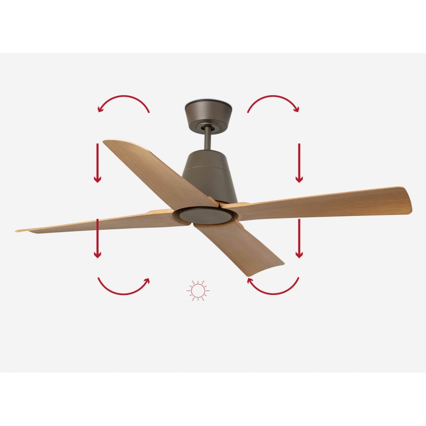 FARO 34106- Griestu ventilators TYPHOON M brown d. 130 cm IP44 + tālvadības pults