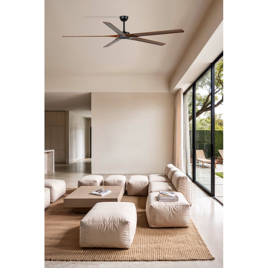 FARO 34190WT - Griestu ventilators BIGWOOD XL priede/melna d. 200 cm Wi-Fi Tuya + tālvadības pults