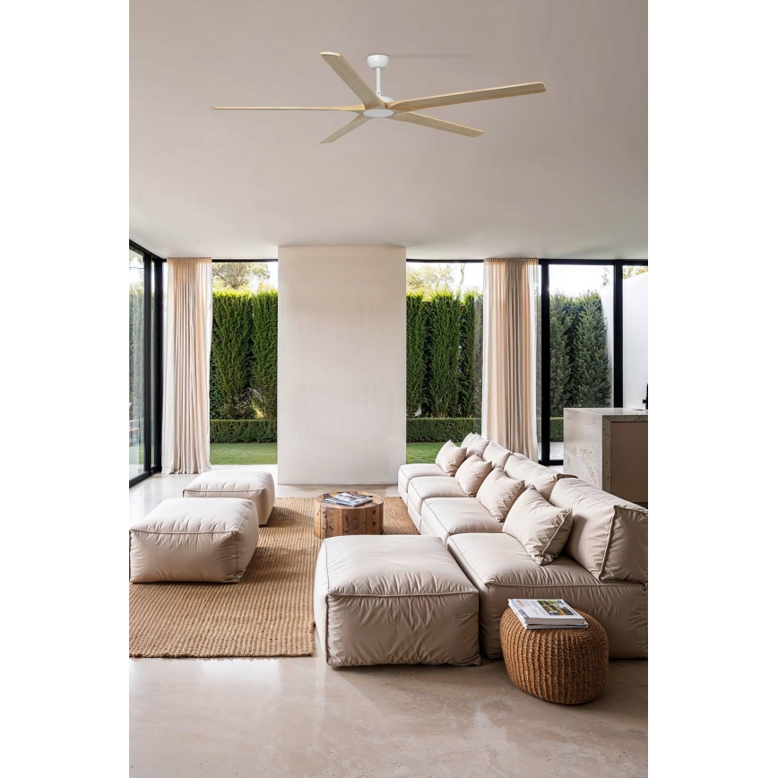 FARO 34191WT - Griestu ventilators BIGWOOD XL priede/balta d. 200 cm Wi-Fi Tuya + tālvadības pults