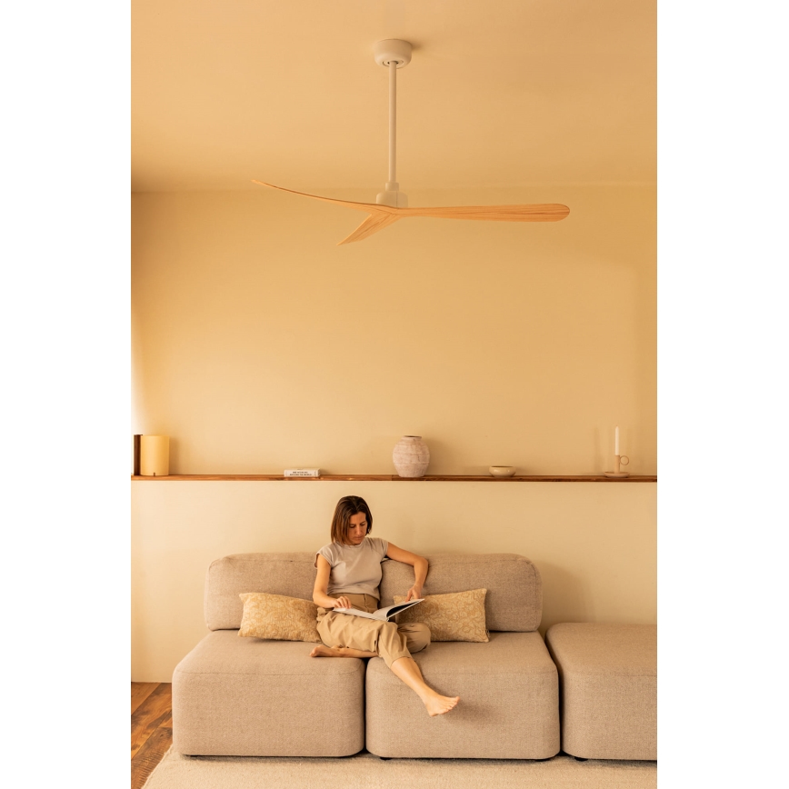 FARO 34195 - Griestu ventilators ROCKER M Ø 132 cm bēšs/balts + ar tālvadības pulti