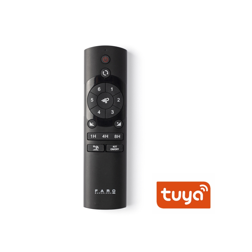 FARO 34195WT - griestu ventilators ROCKER M Ø 132 cm bēšs/balts, Wi‑Fi Tuya + tālvadības pults