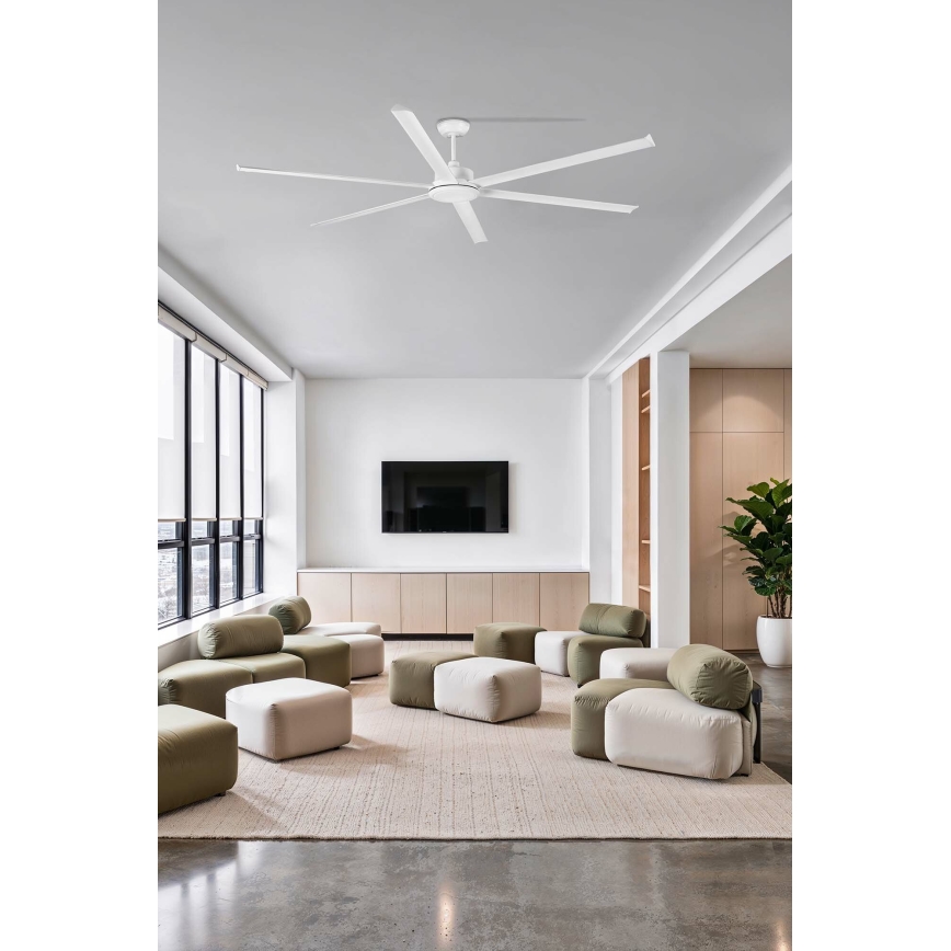 FARO 34206-130 - LED Aptumšojams griestu ventilators ROTTERDAM XXL LED/32W/230V balta d. 250 cm + tālvadības pults