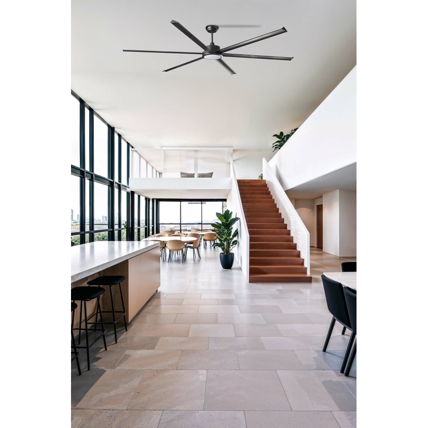 FARO 34207-130 - LED Aptumšojams griestu ventilators ROTTERDAM XXL LED/32W/230V melna d. 250 cm + tālvadības pults