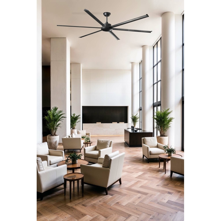 FARO 34207 - Griestu ventilators ROTTERDAM XXL melna d. 250 cm + tālvadības pults
