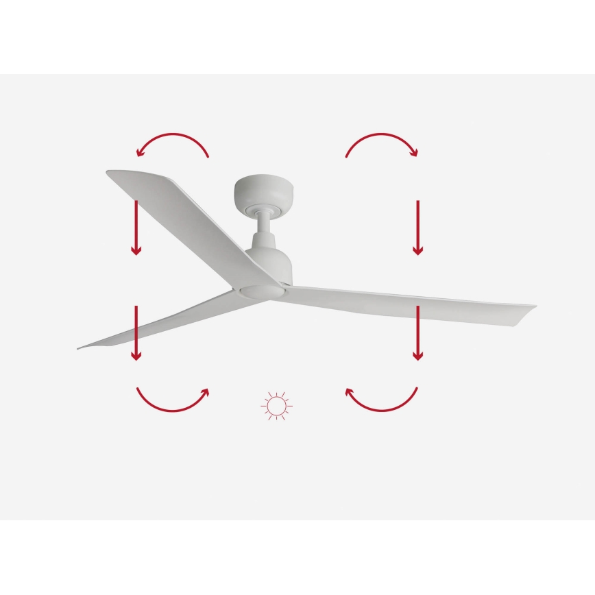 FARO 34274 - Griestu ventilators MARINE M balta d. 125 cm IP44 + tālvadības pults