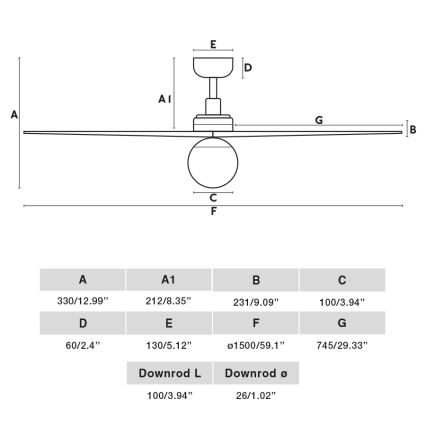FARO 34276-11L - Griestu ventilators KLIM L 1xE27/15W/230V koks/melna d. 150 cm + tālvadības pults