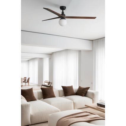 FARO 34276WT-11L - Griestu ventilators KLIM L 1xE27/15W/230V koks/melna d. 150 cm Wi-Fi Tuya + tālvadības pults