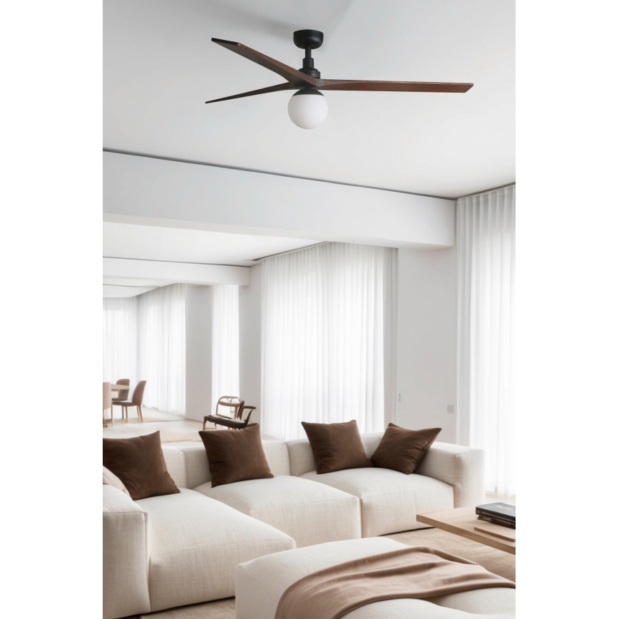 FARO 34276WT-11L - Griestu ventilators KLIM L 1xE27/15W/230V koks/melna d. 150 cm Wi-Fi Tuya + tālvadības pults