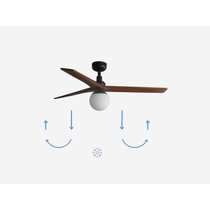 FARO 34277-11L - Griestu ventilators KLIM M 1xE27/15W/230V koks/melna d. 125 cm + tālvadības pults