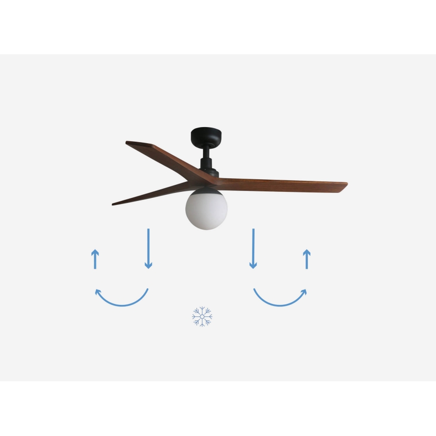 FARO 34277-11L - Griestu ventilators KLIM M 1xE27/15W/230V rieksts/melna d. 125 cm + tālvadības pults