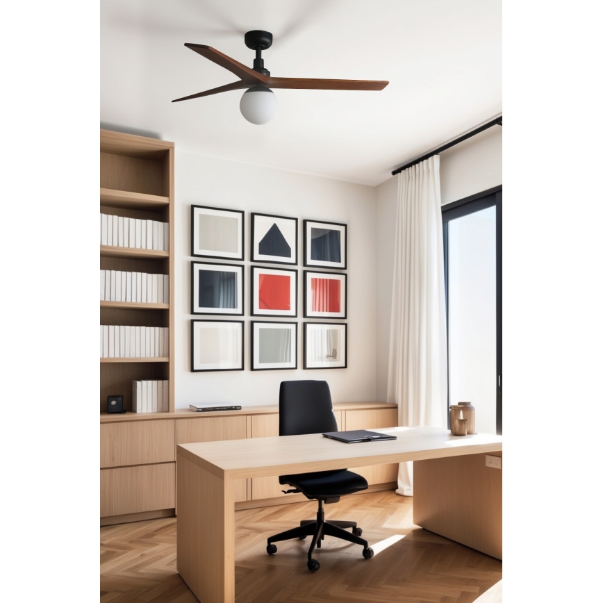 FARO 34277WT-11L - Griestu ventilators KLIM M 1xE27/15W/230V koks/melna d. 125 cm Wi-Fi Tuya + tālvadības pults