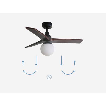 FARO 34278-11L - Griestu ventilators KLIM S 1xE27/15W/230V koks/melna d. 92,5 cm + tālvadības pults