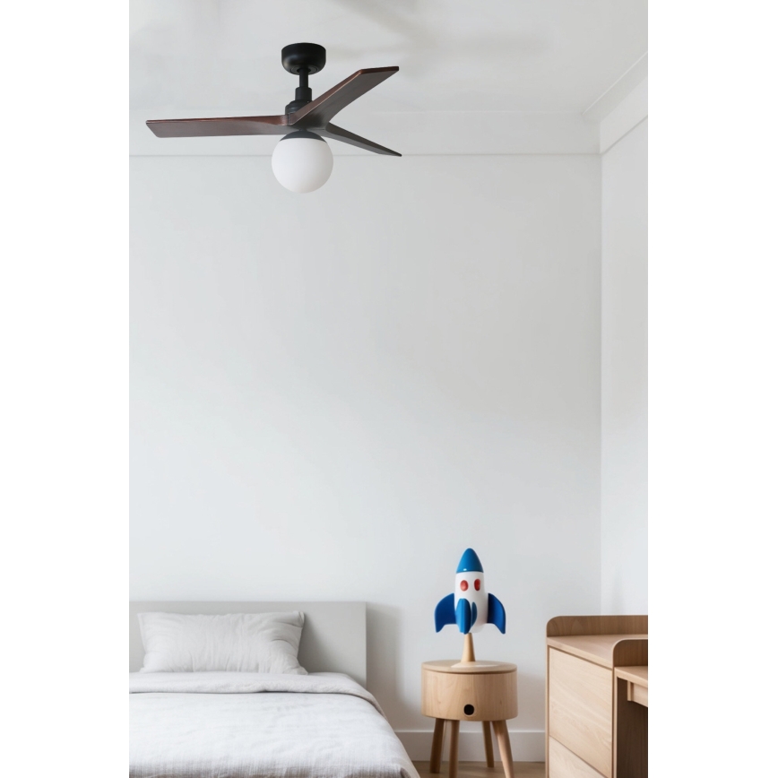 FARO 34278WT-11L - Griestu ventilators KLIM S 1xE27/15W/230V koks/melna d. 92,5 cm Wi-Fi Tuya + tālvadības pults