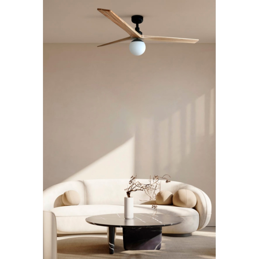 FARO 34279WT-11L - Griestu ventilators KLIM L 1xE27/15W/230V koks/balta d. 150 cm Wi-Fi Tuya + tālvadības pults