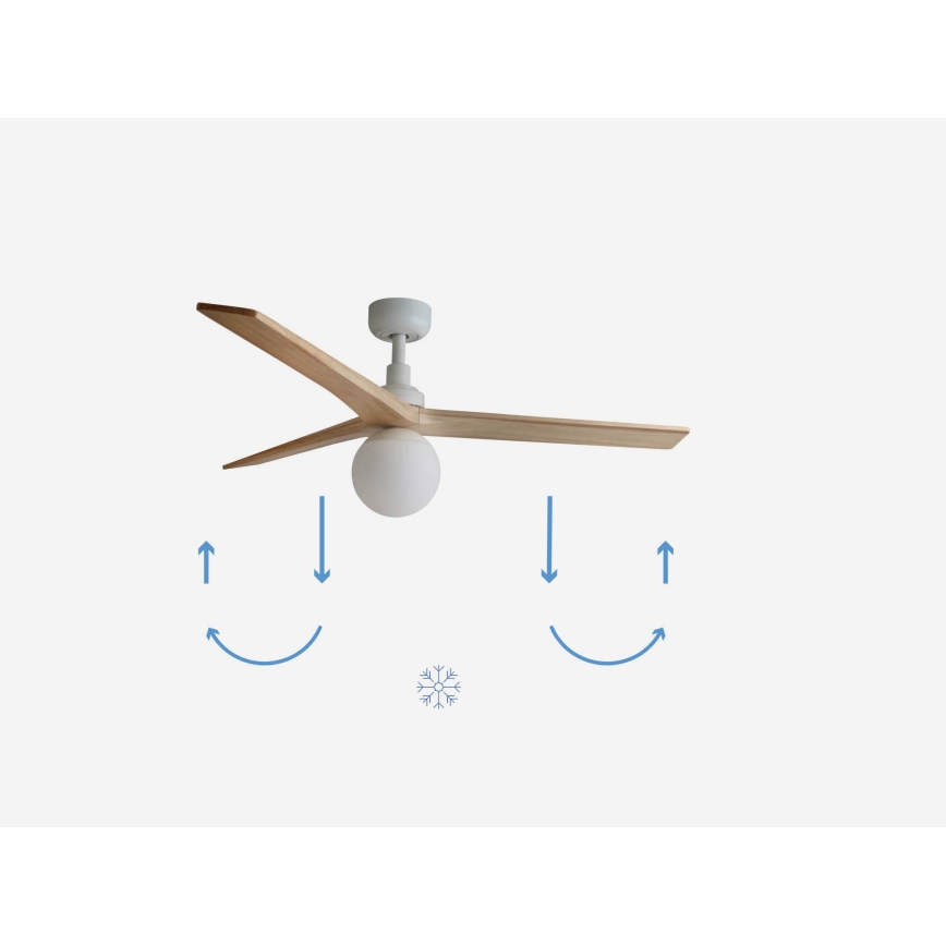 FARO 34280-11L - Griestu ventilators KLIM M 1xE27/15W/230V priede/balta d. 125 cm + tālvadības pults