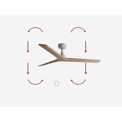 FARO 34280 - Griestu ventilators KLIM M brūna/balta d. 125 cm + tālvadības pults
