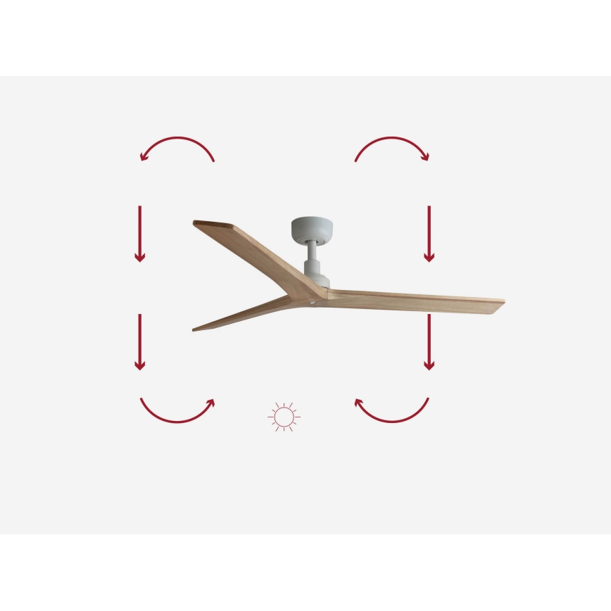 FARO 34280 - Griestu ventilators KLIM M brūna/balta d. 125 cm + tālvadības pults