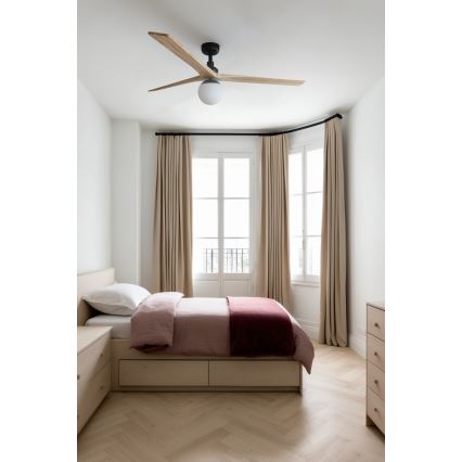 FARO 34282WT-11L - Griestu ventilators KLIM L 1xE27/15W/230V koks/melna d. 150 cm Wi-Fi Tuya + tālvadības pults