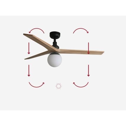 FARO 34283-11L - Griestu ventilators KLIM M 1xE27/15W/230V priede/melna d. 125 cm + tālvadības pults