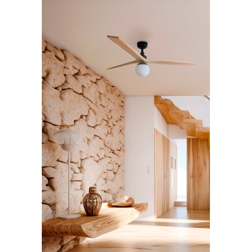 FARO 34283WT-11L - Griestu ventilators KLIM M 1xE27/15W/230V koks/melna d. 125 cm Wi-Fi Tuya + tālvadības pults