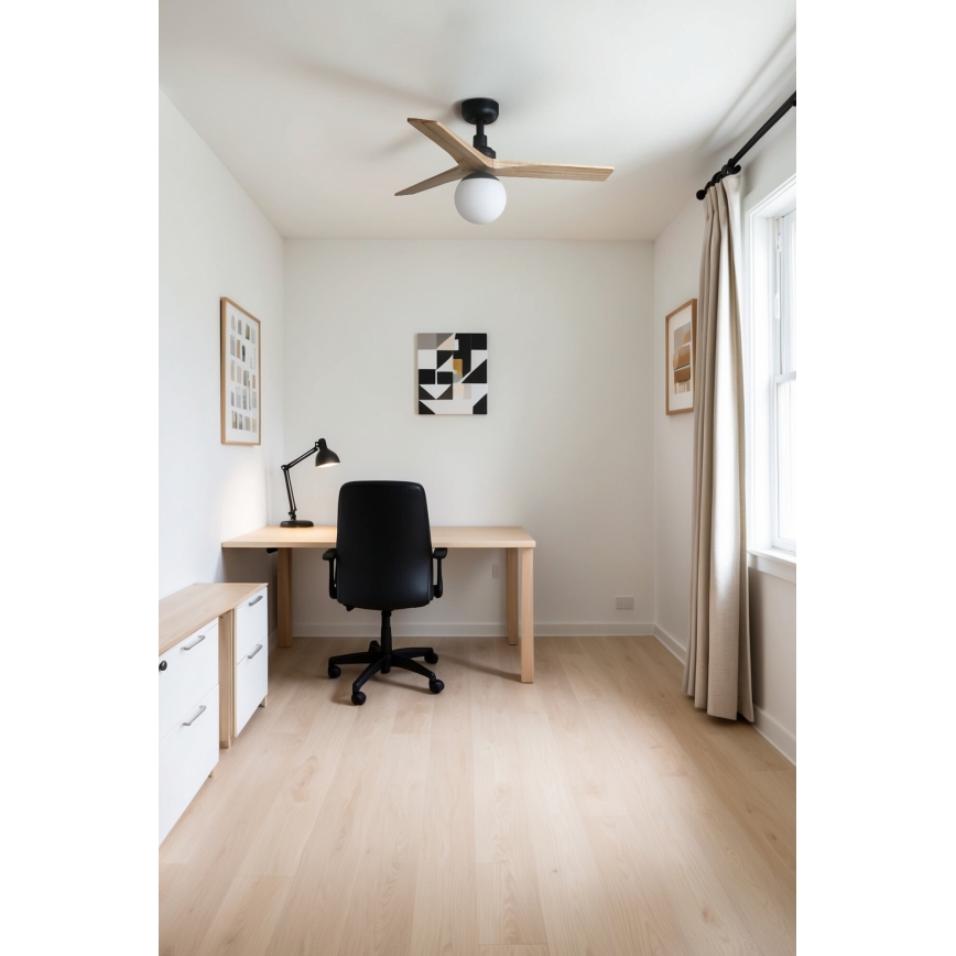 FARO 34284-11L - Griestu ventilators KLIM S 1xE27/15W/230V koks/melna d. 92,5 cm + tālvadības pults