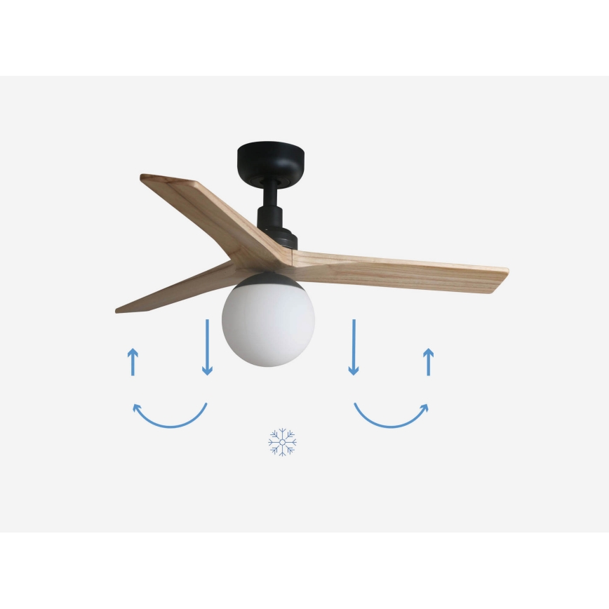 FARO 34284-11L - Griestu ventilators KLIM S 1xE27/15W/230V koks/melna d. 92,5 cm + tālvadības pults