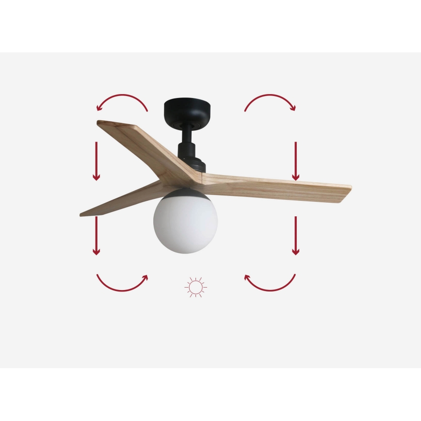 FARO 34284-11L - Griestu ventilators KLIM S 1xE27/15W/230V koks/melna d. 92,5 cm + tālvadības pults