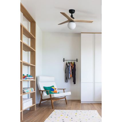 FARO 34284WT-11L - Griestu ventilators KLIM S 1xE27/15W/230V priede/melna d. 92,5 cm Wi-Fi Tuya + tālvadības pults
