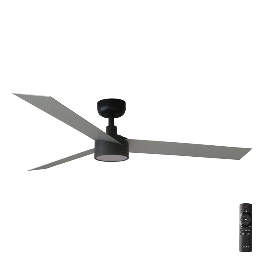 FARO 34286-1TW - LED Aptumšojams griestu ventilators CRUISER L LED/18W/230V 2700/4000/6500K d. 132 cm melna/pelēka + tālvadības pults