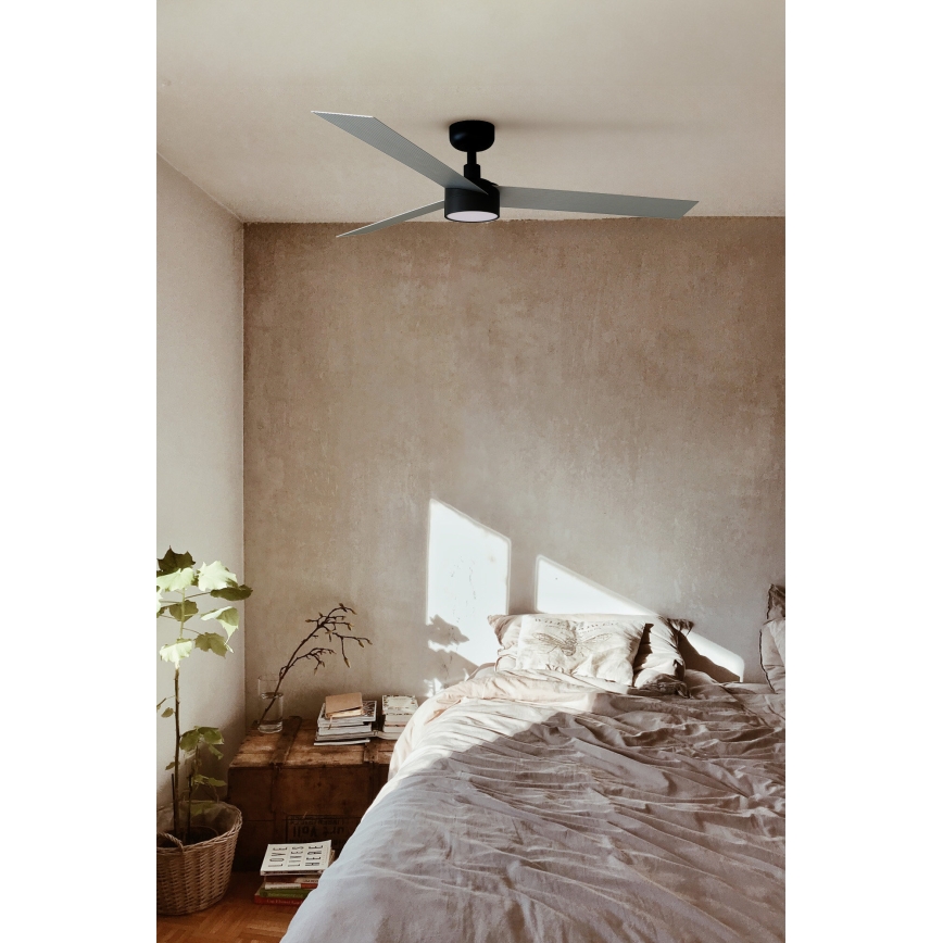 FARO 34286-1TW - LED Aptumšojams griestu ventilators CRUISER L LED/18W/230V 2700/4000/6500K d. 132 cm melna/pelēka + tālvadības pults