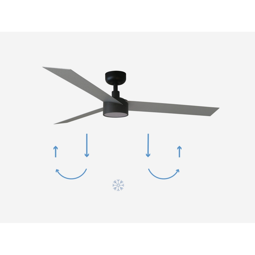FARO 34286-1TW - LED Aptumšojams griestu ventilators CRUISER L LED/18W/230V 2700/4000/6500K d. 132 cm melna/pelēka + tālvadības pults