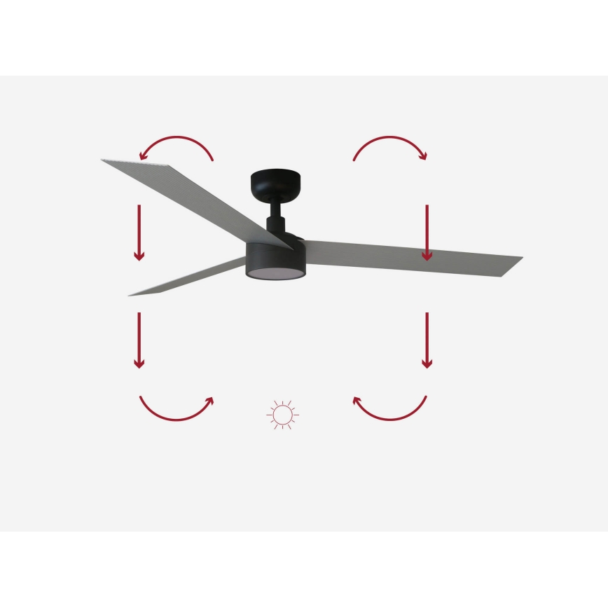 FARO 34286-1TW - LED Aptumšojams griestu ventilators CRUISER L LED/18W/230V 2700/4000/6500K d. 132 cm melna/pelēka + tālvadības pults