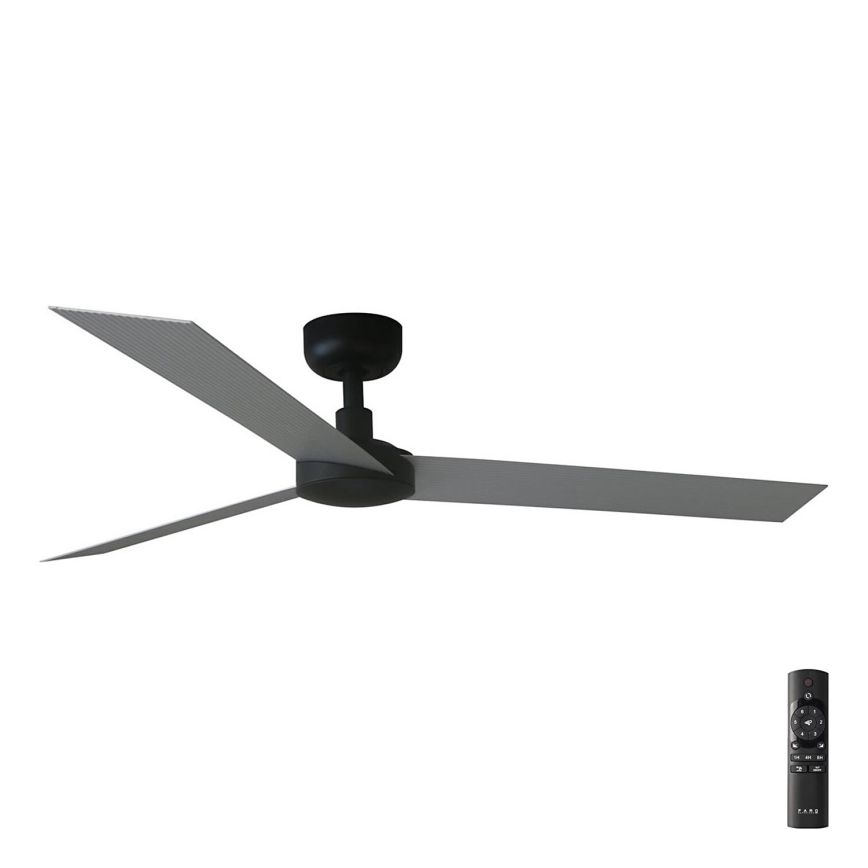 FARO 34286 - Griestu ventilators CRUISER L melna d. 132 cm + tālvadības pults