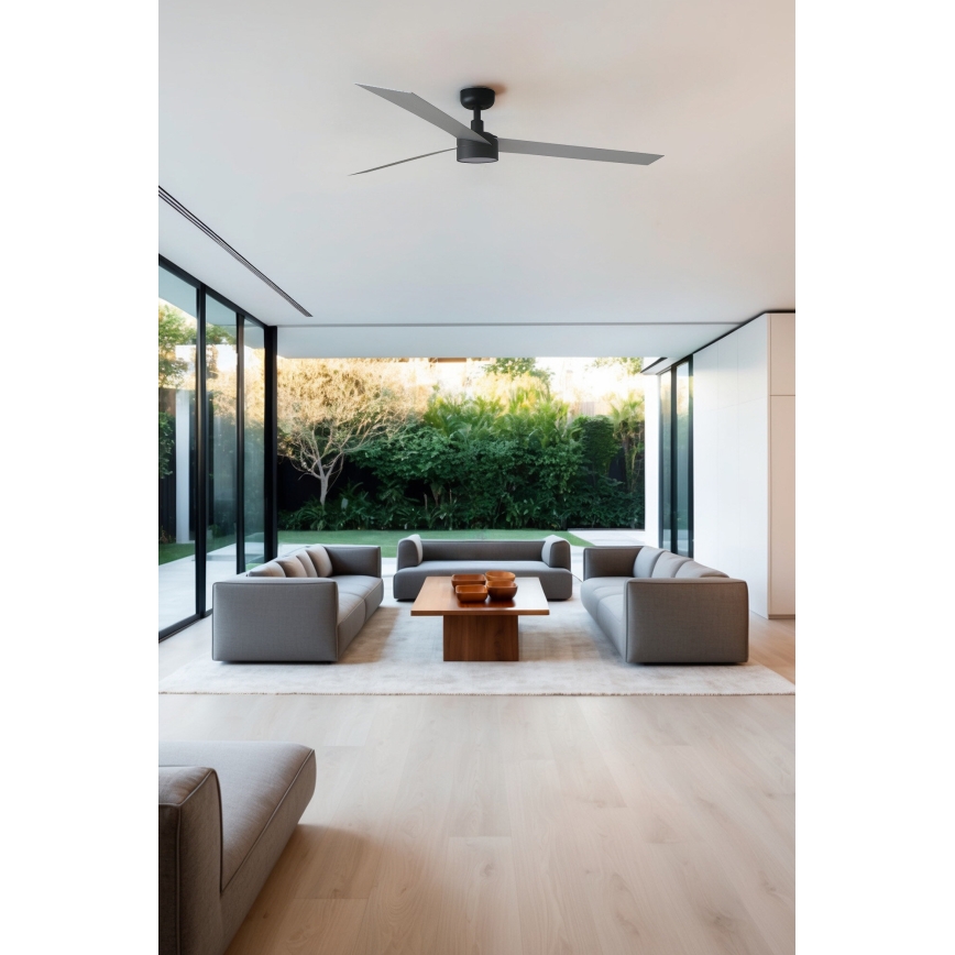 FARO 34287-1TW - LED Aptumšojams griestu ventilators CRUISER XL LED/18W/230V 2700/4000/6500K d. 160 cm melna/pelēka + tālvadības pults