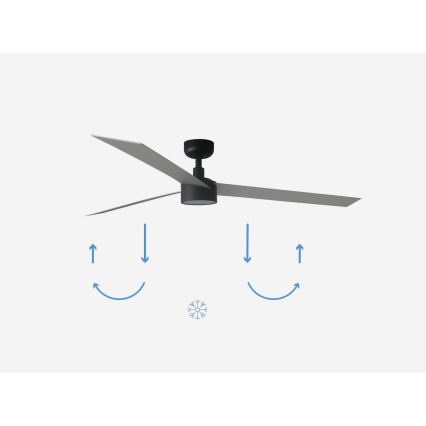 FARO 34287-1TW - LED Aptumšojams griestu ventilators CRUISER XL LED/18W/230V 2700/4000/6500K d. 160 cm melna/pelēka + tālvadības pults