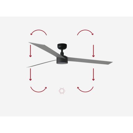 FARO 34287-1TW - LED Aptumšojams griestu ventilators CRUISER XL LED/18W/230V 2700/4000/6500K d. 160 cm melna/pelēka + tālvadības pults