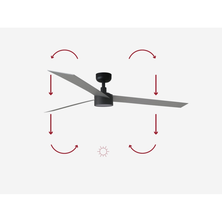 FARO 34287-1TW - LED Aptumšojams griestu ventilators CRUISER XL LED/18W/230V 2700/4000/6500K d. 160 cm melna/pelēka + tālvadības pults