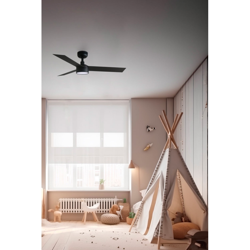 FARO 34289-1TW - LED aptumšojams griestu ventilators CRUISER ar LED/18W/230V 2700/3000/4000K diam. 106 cm melns + tālvadības pults